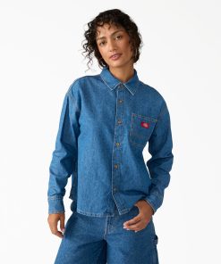 Women's Lightweight Long Sleeve Denim Shirt