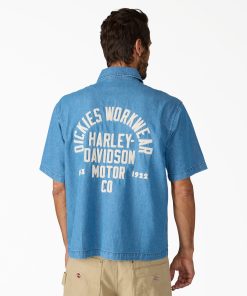 Dickies x Harley-Davidson® Boxy Fit Chambray Embroidered Work Shirt
