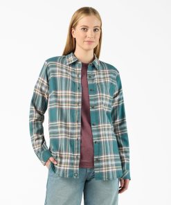 Women's Plaid Flannel Long Sleeve Shirt