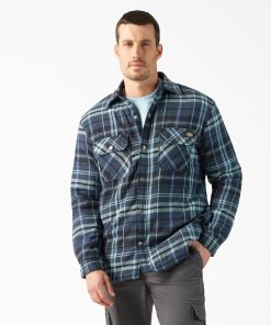 Water Repellent Fleece-Lined Flannel Shirt Jacket