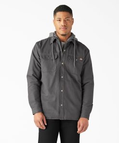 Water Repellent Duck Hooded Shirt Jacket